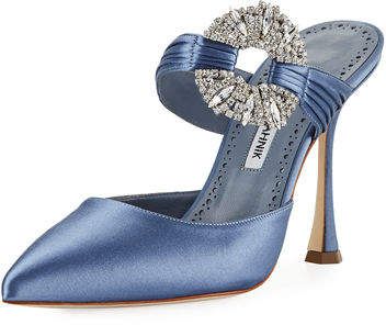 Manolo Blahnik Maidugur Satin Embellished Mule Manolo Blahnik Heels, Hot Heels, Manolo Blahnik Shoes, Crystal Ornament, Kinds Of Shoes, Gorgeous Shoes, Fabulous Shoes, Fashion Heels, Pretty Shoes