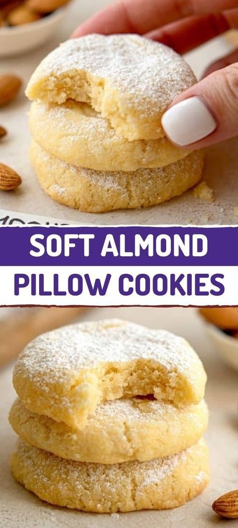 EASY ALMOND PILLOW COOKIES | Almond pillow cookies recipe, Pillow cookies recipe, Almond meal cookies Almond Pillow Cookies Recipe, Almond Pillow Cookies, Pillow Cookies Recipe, Almond Sugar Cookie Recipe, Soft Almond Cookies, Pillow Cookies, 2023 Cookies, Almond Paste Cookies, Almond Paste Recipes