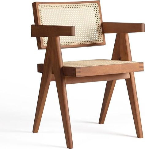 Amazon.com: Klarel Chandigarh Armchair Chair, Natural Beech : Home & Kitchen Dining Chair Mid Century, Chandigarh Chair, Famous Chairs, Pierre Jeanneret Chair, Pierre Jeanneret Furniture, Segi Lima, Build Projects, Cane Furniture, Cane Dining Chair