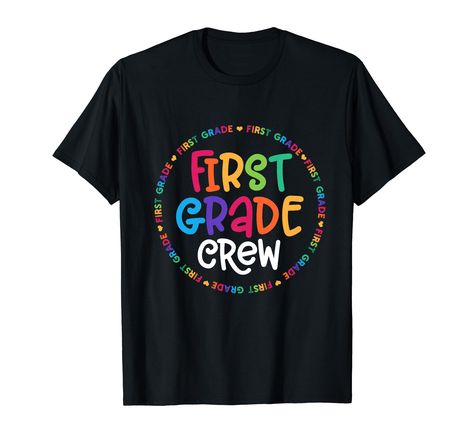 PRICES MAY VARY. First grade shirt, First grade crew tshirt, 1st grade shirt, back to school shirt, Team teacher shirt, Kindergarten shirt, First grade squad Click throught My Brand for orther Design and Grade. Make a great outfit for teacher on first day of school, gift for your child and for their teacher Lightweight, Classic fit, Double-needle sleeve and bottom hem First Grade Shirt, First Day Of School Gift, Kindergarten Shirts, Teacher Team, First Grade Teachers, T Shirt Image, School Gift, Teacher Outfits, Team Shirts