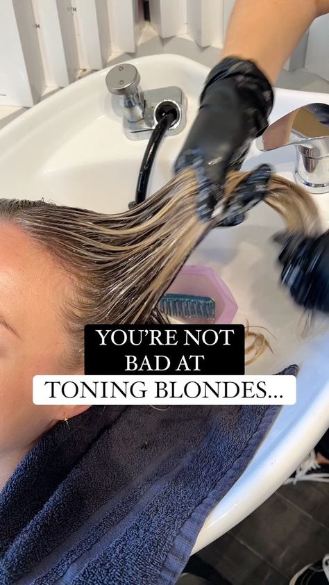 Carly • EDU for Hairstylists’s Instagram video: “I went through a long phase of being unhappy with every single blonde toner I was doing, and then I started adding warmth to my formulas…” Best Toner For Blonde Hair, Blonde Toner Formula, Best Blonde Toner, Toners For Blonde Hair, Blonde Toners, Toner For Blonde Hair, Blonde Toner, Best Toner, Creamy Blonde