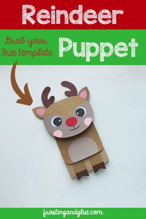 Reindeer Paper Bag Craft, Paper Bag Puppets Printable Free, Reindeer Paper Bag, Paper Bag Reindeer, Reindeer Puppet, New Family Traditions, Puppet Craft, Diy Paper Bag, Paper Bag Crafts