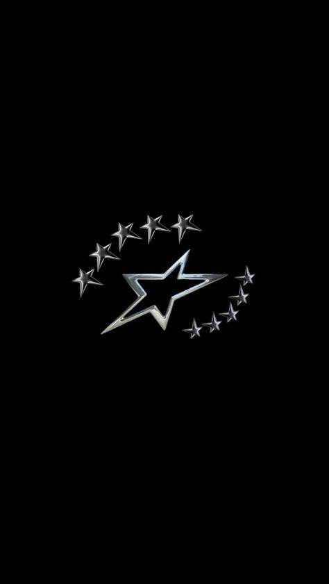 Y2k Symbols Black Background, Silver Star Wallpaper, Black And Silver Wallpaper Aesthetic, Y2k Cybercore Wallpaper, Grey Y2k Wallpaper, Y2k Stars Wallpaper, Silver And Black Wallpaper, Star Boy Wallpaper, Black Star Wallpaper Y2k