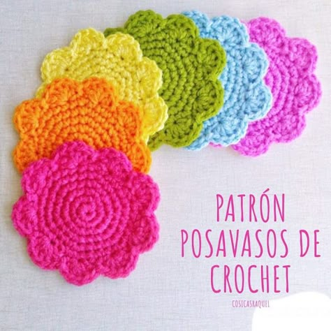 Knitted Blanket Squares, Crochet Chicken, Crochet Coaster Pattern, Barbie Clothes Patterns, Fabric Coasters, Crochet Instructions, Crochet Flower Patterns, Crochet Coasters, Crochet Motif