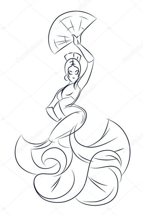 Flamenco Drawing, Art Deco Ideas, Dancing Drawings, Line Art Design, Book Art Diy, Hand Art, African American Art, Cool Art Drawings, Art Drawings Simple