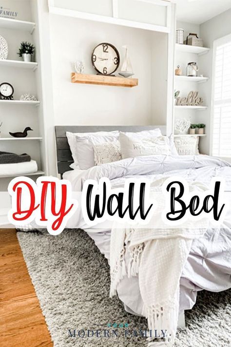 Diy Wall Bed, Diy Murphy Bed Plans, Wall Bed Diy, Murphey Bed, King Murphy Bed, Kid Organization, Building A Wall, Diy Murphy Bed, Murphy Bed Kits