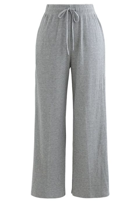 Cozy Pants, Pajama Fashion, Cropped Knit Sweater, Comfy Pants, Stockholm Fashion, Pantalon Large, Grey Pants, Knit Pants, Casual Style Outfits