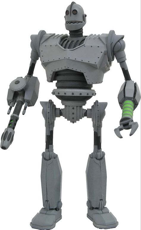 Stands approximately 8.5" tall Approximately 16 points of articulation Comes with gun hands, undented angry head and light-up eyes Dark Helmet, Small Soldiers, Iron Giant, Panel Artwork, The Iron Giant, Sideshow Collectibles, Action Figures Collection, Hand Art Drawing, Kids Boxing