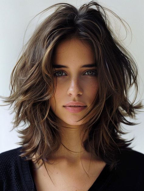 The Ultimate Guide to Shoulder Length Haircuts with Layers for All Hair Types Long Hair Short Layers Straight, Layered Short Haircuts For Fine Hair, Long Length Haircut Round Face, Layered Short Hair Side Part, Choppy Shoulder Length Hairstyles, Long Layered Hair For Fine Hair, Medium Length Shag Haircuts Round Face, Choppy Layered Haircuts For Medium Hair Straight, Shoulder Length Hair With Layers And Side Bangs