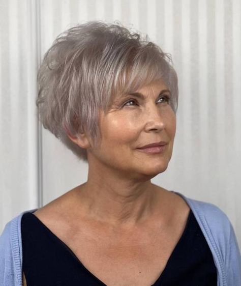 Airy Lavender Gray Bixie for Older Ladies Cute Bobs, Simple Short Hairstyles, Mom Hair, Women Short Hair, Gorgeous Gray Hair, Haircuts For Women Over 50, Hairstyles And Haircuts, Hairstyles For Women Over 50, Bob Haircut For Fine Hair