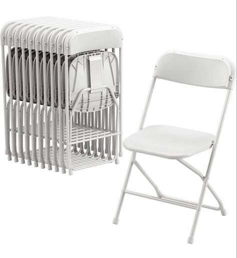 White folding chairs for weddings and events White Folding Chairs, Steel Frame House, Portable Chair, Outdoor Folding Chairs, Foldable Chairs, Indoor Chairs, Steel Panels, Folding Chairs, Stackable Chairs