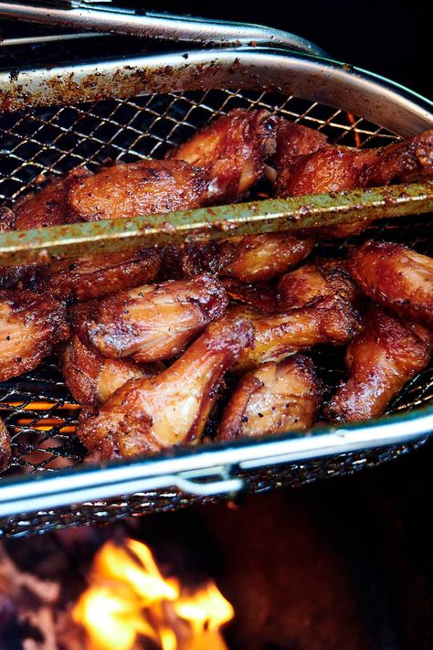 Rotisserie chicken wings - perfectly cooked, crispy and delicious. Grill Rotisserie Recipes, Rotisserie Meat Recipes, Rotisserie Chicken Wings Recipes, Air Fryer Rotisserie Basket Recipes, Bbq Rotisserie Recipes, Rotisserie Grill Basket Recipes, Rotisserie Basket Recipes, Rotisserie Chicken Wings, Rotisserie Ideas