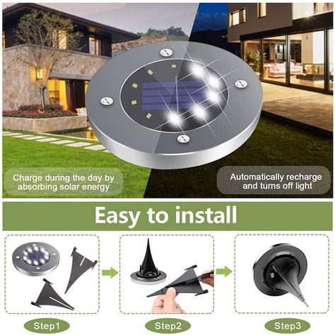 Elevate your outdoor landscape with our 8LED Solar Stainless Steel Underground Light, a perfect blend of elegance and efficiency. Designed for decorative ground lighting, this solar-powered light is ideal for pathways, gardens, lawns, and more. Its sleek design and durable construction make it a fantastic choice for those looking to add a touch of sophistication and ambience to their outdoor spaces. Embrace the future of sustainable technology with VERDERAY's top-of-the-line solar gadgets.... Ground Lights Outdoor, Rain And Lightning, Solar Ground Lights, In-ground Lights, Waterproof Patio, Disk Light, Sustainable Technology, Battery Lights, Solar Powered Lights