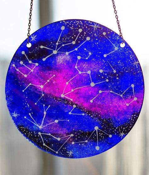 Astronomy Club, Galaxy Christmas, Constellation Decor, Hanging Stained Glass, Dog Sympathy Gifts, Children Crafts, Zodiac Cards, Dog Wine, Custom Stained Glass