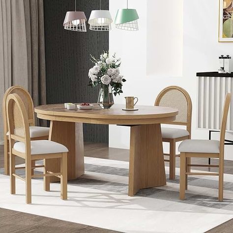 Amazon.com: Rounded Dining Table Round Dining Table Sets, Apartment Dining, Christmas Dining Table, 5 Piece Dining Set, Dining Table Top, Dining Table Set, Dining Room Bar, Table And Chair Sets, Extendable Dining Table