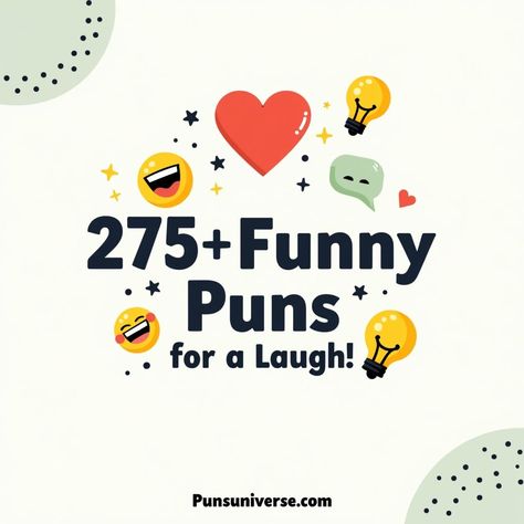 Ready to embark on a rib-tickling ride? Dive into our side-splitting collection of 275+ funny puns that'll leave you in stitches! Perfect for pun enthusiasts and those in need of a laugh. From groan-worthy to laugh-out-loud, these puns are wheelie good at cracking you up. Don't be koi, unleash the giggles and transform your day with punstoppable fun! #puns #funny #punny #humor #laughoutloud #comedy #wordplay #jokes #hilarious #smile #punlover Pickle Puns, Fun Puns, Fish Puns, Holiday Puns, Puns Funny, Science Puns, Physics Teacher, Jokes Hilarious, Animal Puns