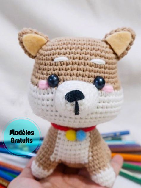 Chien Amigurumi PDF Patron Gratuit au Crochet - Amigurumibox Crochet Dog Patterns, Pink Yarn, Crochet Bear, Crochet Dog, Crochet Hook Sizes, Dog Pattern, Amigurumi Free, Amigurumi Free Pattern, Crochet Patterns Amigurumi