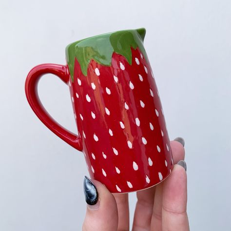 Mini Strawberry Jug 🍓✨🎨 Available for Purchase in @made.at.nest ✨ #art #artist #ceramics #pottery #painting #illustrator #ceramicstudio #potterytiktok #potterypainting #painter #potteryart #ceramicpainter #floral #bisqueware #glaze #houseplant #creative #smallbusiness #smallbusinessowner #smallartist #floral #plate #potterylove #decor #botanical #botanicalart #potteryprocess #potteryfeature #potteryistic #artgallery #handpainted Pottery Painting Jug, Painting Ceramics, Nest Art, Diy Pottery Painting, Ceramic Jug, Diy Pottery, Ceramics Pottery, Illustrators On Instagram, Ceramic Studio