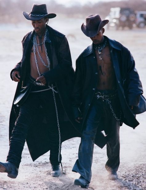 High Fashion Cowboy, All Black Cowboy Outfit, Cowboy Jacket Outfit, Modern Cowboy Outfit, Black Cowboy Aesthetic, Cowboy Boot Outfits Mens, Voodoo Fashion, Cowboy Aesthetic Outfit, Alternative Cowboy