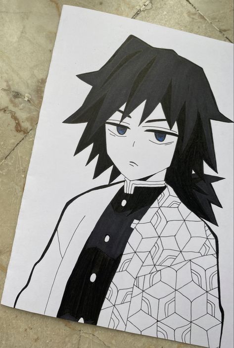 Giyu Tomioka Drawing, Demon Slayer Drawing Ideas, Demon Slayer Drawing, Face Art Drawing, Drawing Books, Naruto Sketch Drawing, Diwali Food, Naruto Sketch, Best Anime Drawings