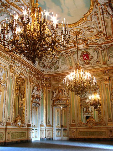 The Ballroom at Palazzo Parisio, Malta (by archidave). Chateau France, Rococo Style, Beautiful Architecture, Beautiful Interiors, Amazing Architecture, Eiffel Tower Inside, Rococo, Art And Architecture, Ballroom