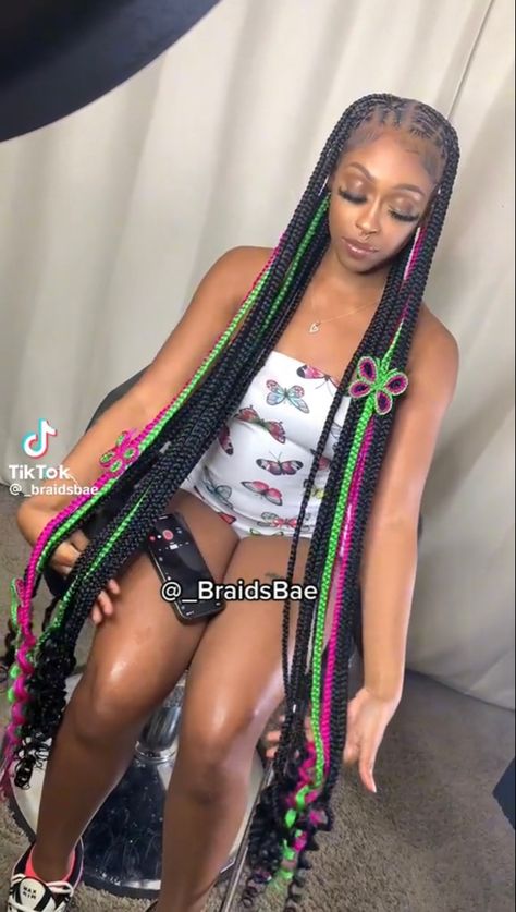 Black green pink 3d butterfly braids pretty black girl 3d Butterfly Braids, Butterfly Braids, Butterfly Braid, Cute Box Braids, New Hair Do, Braid Inspiration, Pink 3d, Quick Weave Hairstyles, Cute Box Braids Hairstyles