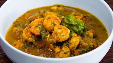 Trinidadian Curry Shrimp, Trini Curry Shrimp, Trinidad Curry Shrimp, Carribean Shrimp Recipes, West Indian Recipes, Trinidad Curry, Shrimp Curry Recipe, Pimento Peppers, Trini Recipes