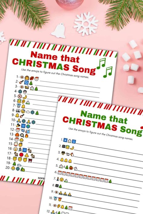 Name That Christmas Tune Emoji Game Christmas Emoji Game, Name That Tune Game, Christmas Song Games, Free Christmas Games, Christmas Party Games For Groups, Christmas Movie Trivia, Christmas Games To Play, Guess The Emoji, Christmas Emoji