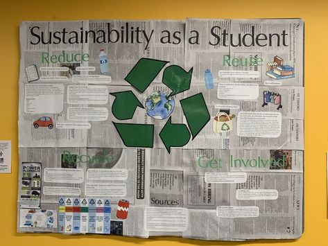 Eco Friendly Bulletin Board Ideas, Ra Bulletin Boards Recycling, Ra Bulletin Boards Sustainability, Informative Bulletin Boards, Reduce Reuse Recycle Bulletin Board Ideas, Recycling Bulletin Board Ideas, Informative Bulletin Board Ideas, Environmental Bulletin Boards, Sustainability Bulletin Board Ra