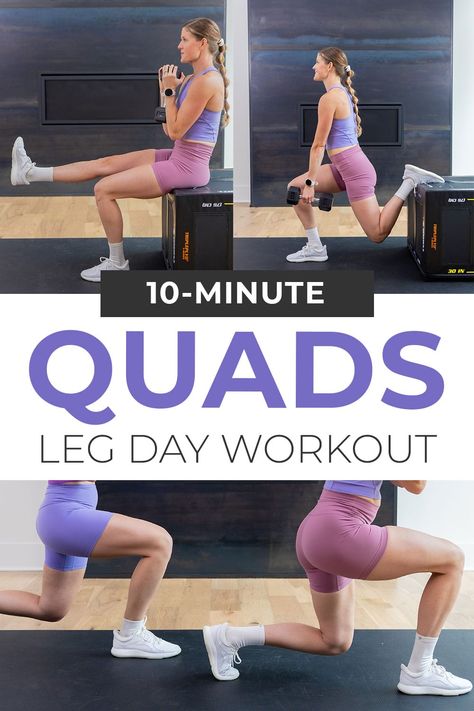 Build lower body strength, improve athletic performance and reduce knee injury risk by adding these quad exercises to your fitness routine. This quick quad workout is designed to target the top of the thighs (the quads, or quadriceps). Strong and well-developed quads are essential for overall lower body strength and functional movement, such as walking, running and jumping. Best Quad Exercises, Quad Strengthening, Quick Leg Workout, Best Hamstring Exercises, Quad Workout, Quad Muscles, Lower Body Strength, Nourish Move Love, Functional Movement