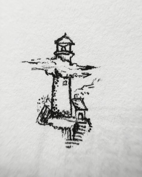 New England Tattoo Ideas, Classics Tattoos, Sandcastle Tattoo, Lighthouse Sketch, Sketch Style Tattoos, Lighthouse Tattoo, Tattoo Flash Art, Black Ink Tattoos, Design Drawings