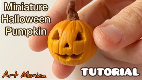 Gourd Sculpture, Halloween Minis, Tutorial Polymer Clay, Pumpkin Tutorial, Sister Crafts, Miniature Halloween, Halloween Pumpkin Designs, Dollhouse Miniature Tutorials, Fall Cakes