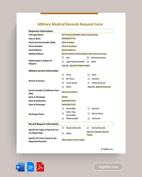 Military Medical Records Request Form Navy Air Force, Medical Health, Medical Records, Army & Navy, Military Service, National Guard, City State, The Military, Health Care