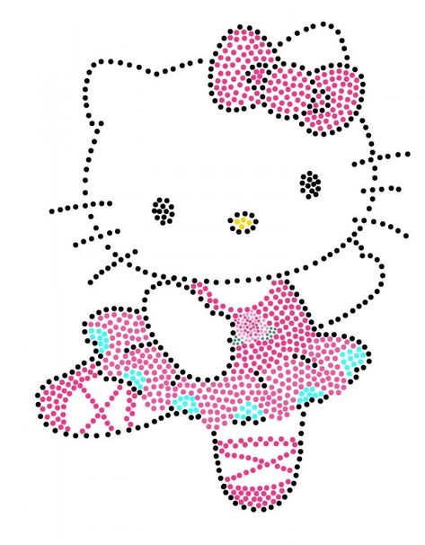 Hello Kitty Diamond Painting, Diamond Art Template, Diamond Dots Patterns, Diamond Art Patterns Free, Diamond Painting Ideas, Glitter Art Painting, String Art Patterns Free, Rhinestone Designs Templates, Rhinestone Designs Pattern