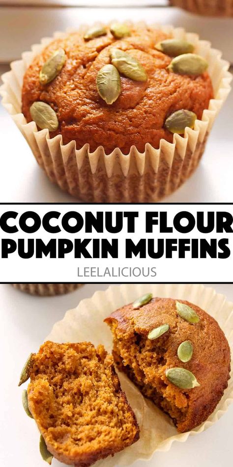 Coconut Flour Paleo Pumpkin Muffins · Leelalicious Aip Pumpkin Muffins, Celiac Breakfast, Coconut Flour Pumpkin Muffins, Breastfeeding Recipes, Paleo Pumpkin Recipes, Aip Treats, Gf Muffins, Coconut Flour Muffins, Paleo Pumpkin Muffins