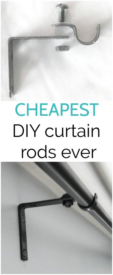 These DIY curtain rods are perfect for anywhere you need a super cheap curtain rod. You just need a few dollars worth of supplies from the hardware store. #lovelyetc #diycurtainrods Extra Long Curtain Rods, Cheap Window Treatments, Inexpensive Curtains, Cheap Curtain Rods, Long Curtain Rods, Extra Long Curtains, Diy Curtain Rods, Diy Curtain, Curtain Brackets