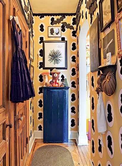 Amy Sedaris’s Child-Friendly Abode - Home Design Spring 2011 -- New York Magazine - Nymag Amy Sedaris Apartment, Osborne And Little Wallpaper, Flock Wallpaper, Amy Sedaris, Wood Bat, Hallway Inspiration, New York Apartment, Nyc Apartment, Menorca