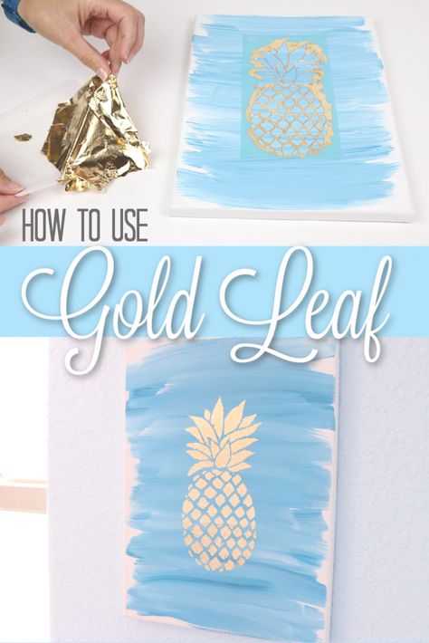 Learn how to create modern art on canvas with gold leaf. Video tutorial and step by step instructions. #goldleaf #art #canvas #craft Leaf Video, Using Gold Leaf, Faux Gold Leaf, Modern Art On Canvas, Gold Leaf Art, Leaf Crafts, Work Diy, How To Craft, Do It Yourself Crafts