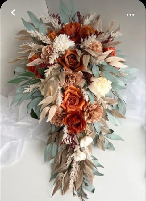 Autumn Cascade Bouquet, Cascade Fall Bouquet, Autumn Cascading Bridal Bouquet, Boho Wedding Bouquet Cascading, Diy Wedding Bouquet Cascade, Eucalyptus Fall Bouquet, Fake Flower Bouquet Wedding Fall, Rustic Cascade Wedding Bouquet, Waterfall Wedding Bouquets Fall