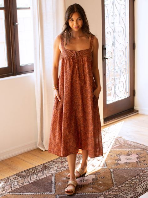 Cara Midi Dress|Rust Paisley – Natural Life Comfy Dresses To Wear At Home, Home Dress Comfy, House Dresses Comfy, The Perfect House, House Dresses, Perfect House, Rust Dress, Comfy Dresses, Cute Clothes