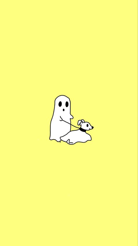 Cute Halloween Drawings, Autumn Moodboard, Ghost Wallpaper, Dog Ghost, Holiday Iphone Wallpaper, Fall Wallpapers, Ghost Tattoo, Ghost Dog, Mini Goldendoodle