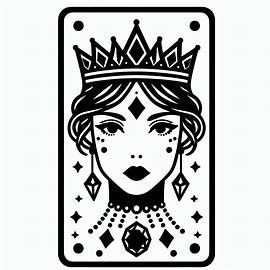 feminine crown, jewels, tarot card, simplistic, black and white, - Image Creator from Microsoft Designer Queen Drawing Easy, Tarot Card Sketch, Queen Sketch, Queen Drawing, Card Sketch, Messi Argentina, Hard Cider, Evil Queen, White Image