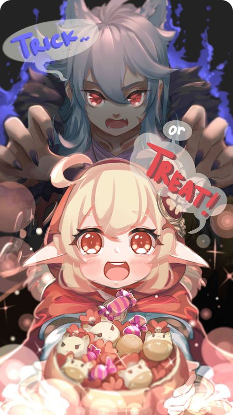 Klee And Razor, Razor Genshin Impact, Razor Genshin, Genshin Impact Art, Halloween Icons, Bad Wolf, First Halloween, Anime Couples Manga, Red Riding Hood