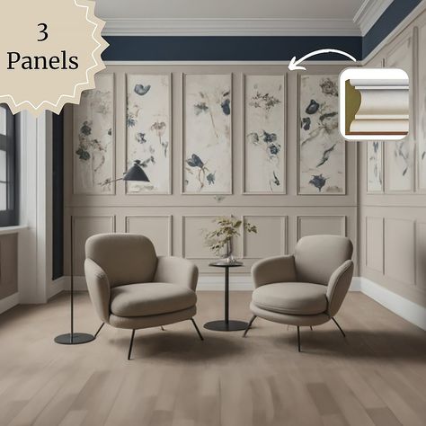 Wood-Like Aesthetics: Our molding replicates the elegance of wood, providing a touch of luxury to your space. Shop now! 50% Off on All Molding Kits! #etsy #etsyshop #homedecor #walldecor #sale #wood #polyurethanemolding #wallmolding #accentwall #walltrim #diyproject #interiordesign #housestaging Accent Wall Minimalist, Wall Paneling Modern, Accent Wall Paneling, Trim Accent Wall, Accent Wall Panels, Mold Kit, Wall Trim, Wall Molding, Diy Installation