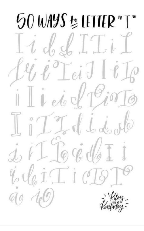 #50 #ways #letter #I Brush Lettering Practice, Writing Fonts, Alfabet Letters, Hand Lettering Fonts, Hand Lettering Alphabet, Calligraphy Handwriting, In Cursive, Fancy Fonts, Creative Lettering