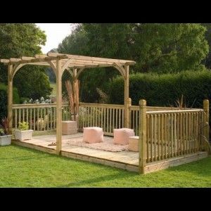 Pergola Deck, Patio Ideas On A Budget, Backyard Patio Ideas, Patio Kits, Garage Pergola, Concrete Patios, Garden Fence Panels, Pergola Design, Wooden Pergola