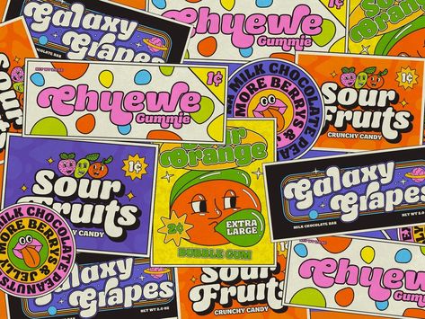 Retro Candy Label by Ricky Rinaldi #dribbble #design #vintage #retro #branding #graphicdesign #groovy #70s Cooper Black, Retro Graphic Design, Candy Labels, Retro Candy, Retro Font, Free Hd Wallpapers, Logo Images, Font Family, Label Design