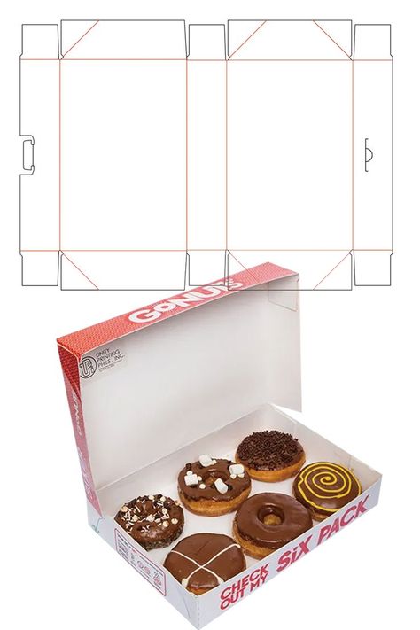 6 pack donuts box, 12 pack donuts box Donuts Packaging, Donut Boxes, Disney Desserts, Egg Packaging, Doughnut Shop, Food Box Packaging, Donut Box, Drinks Packaging Design, Bakery Branding