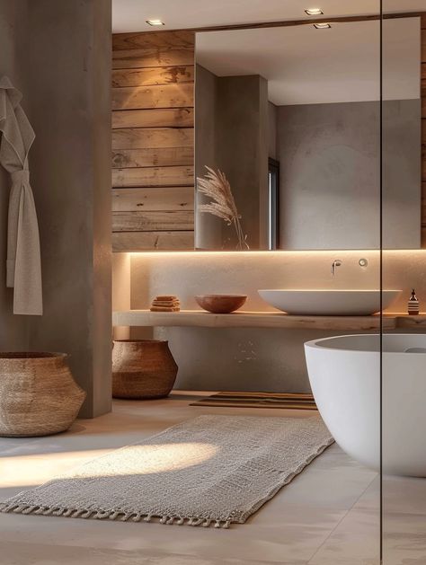 Organic Modern Bathroom Ideas To Create a Spa-Like Retreat Organic Shower Design, Warm Bathroom Ideas, Annexe Ideas, Modern Organic Bathroom, Shower Upgrade, Stairs Bathroom, Organic Bathroom, Organic Modern Bathroom, Earthy Bathroom