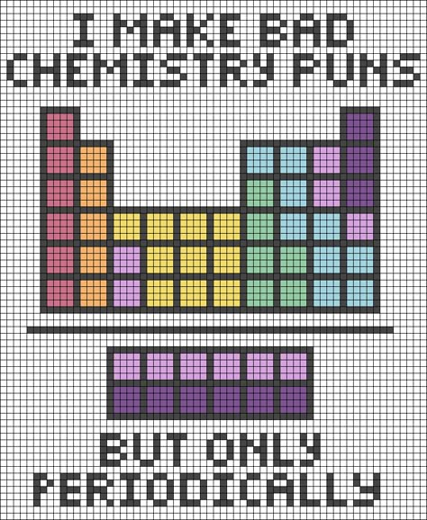 Periodic Table Cross Stitch, Science Pixel Art, Science Embroidery, Embroidery Floss Crafts, Stitch Games, Pixel Grid, Crochet Sweater Design, Graph Crochet, Quick Crochet Patterns